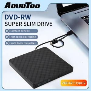 노트북cd롬외장형 공씨디 굽기 외장 USB 3.0 DVD RW CD 라이터 슬림 광학 드라이브 버너 리더 플레이어 트