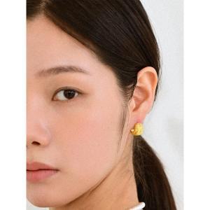 24 Gold two texture bold ring Earring -silver925