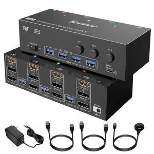 KCEVE KVM 스위치 3 컴퓨터 모니터 3 개 HDMI 및 디스플레이 포트 USB 3.0 KVM 스위처 PC용 트리플 모니터