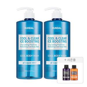 쿤달 쿨 바디워시 아쿠아민트, 1058ml, 2개  + 증정(트리트먼트, 일랑일랑, 100ml, 1개 + 바디워시, 일랑일랑, 100ml, 1개)