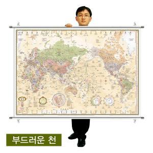 맵소프트 세계지도 중형 캔버스 족자형 1m 50cm X 1m 10cm 캔버스천 천재질 세계지도인테리어 패브릭