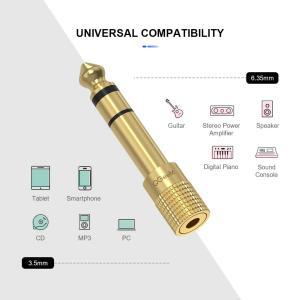 QGeeM-잭 6.5 6.35mm 수 플러그 3.5mm 암 커넥터 헤드폰 앰프 오디오 어댑터 마이크 AUX 6.3 변환기