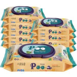 스프링클 비데물티슈 푸티슈 poo 70gsm 60매 10팩