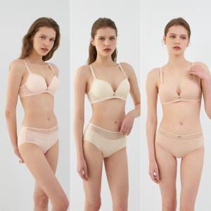 [Wonderbra] 노와이어 푸쉬업볼륨 브라+하이웨스트팬티 6종 피치+크림+라이트