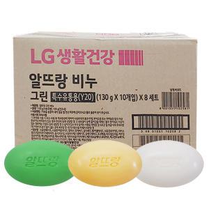 LG생활건강 알뜨랑 비누 130g x 80개 차밍 단단한 세수비누 미용 화장 대용량 업소용