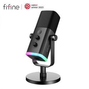 스탠드마이크 녹음용 방송용 FIFINE USB/XLR 동적 마이크 터치 저소음 버튼 헤드폰 잭 I/O 제어 PC PS5/4