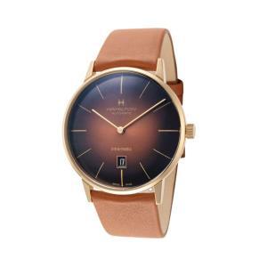 Hamilton 해밀턴 남성용 H38735501 Intra-Matic 42mm 브라운 다이얼 가죽 시계 7640167046379