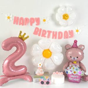 하피블리 크라운숫자풍선 생일가랜드 안경세트 핑크 2번