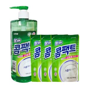 참그린 콤팩트 고농축 주방세제 용기 600g+리필 500g 3개