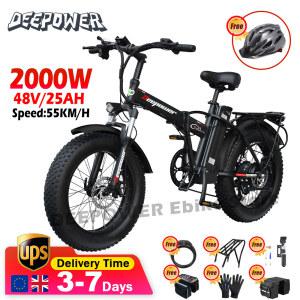 DEEPOWER 접이식 전기 자전거, G20Pro, 2000W, 1000W, 48V, 25AH, 팻 타이어 Ebike, 산악 해변 사이클링, 20 인치