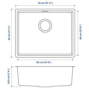 이케아 VRESJON 브레셴 삽입식싱글싱크, 스테인리스, 54x44 cm 094.257.25