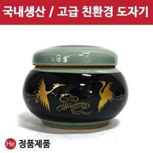 국산 도자기 단지 달청자 운학단지 300g 경옥고 꿀 소금 된장 고추장 항아리 선물단지