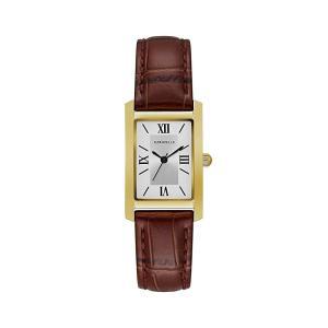 Caravelle by Bulova 여성용 드레스 3핸드 쿼츠 시계 직사각형 케이스 로마 숫자 실버 블랙 가죽 스트랩