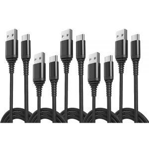 TekSonic 5팩 USB 타입 C 케이블 1.8m6피트 3.0A 고속 충전 A to 2m 길이의 브레이드 코드 삼성 갤럭시 S23