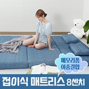 슬릭스 8센치 3단 접이식 메모리폼 바닥 침대 매트리스