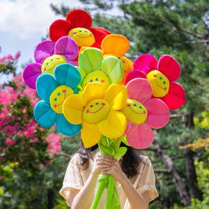 스마일꽃 45cm 한송이 인형 장식 꽃다발 만들기 소품 어린이 조화 졸업 발표회 기념일 장식 인싸꽃