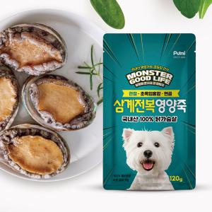 푸르미 몬스터굿라이프 삼계영양죽 강아지간식 강아지보양식 삼계전복 120g, 12개입