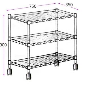 메탈 선반 메탈랙 진열대 보관대 수납정리대 750 3단조립 조식 철제장 틈새 이동식 다용도실 베란다장 앵글