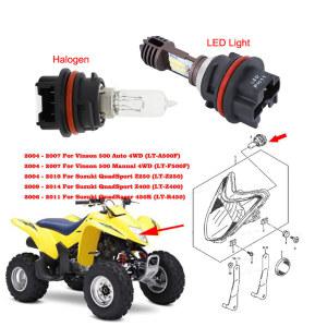 ATV 부품 450 용 LTR 로우 헤드라이트 LTZ 하이 쿼드스포츠 LED 할로겐 슈퍼 250 LT Z400 화이트 전구 스즈키 Z250 빔 Z400 쿼드레이서 450R