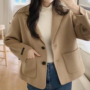 [다잇템] 여자 카라넥 빅사이즈 숏코트 울 FW 수제 자켓