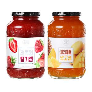 초록원 딸기잼 1kg +파인애플 망고잼 1kg (2키로) 과일잼 토스트쨈