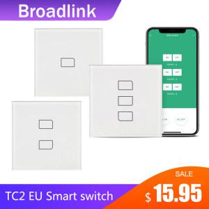 Broadlink TC2 1/2/3 Gang EU 표준 조명 스위치 RM4 pro를 통한 현대적인 디자인 흰색 터치 패널 Wifi