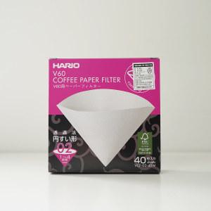 하리오 V60 핸드드립 커피 여과지 필터 3~4인용 40매(화이트) VCF-02-40W