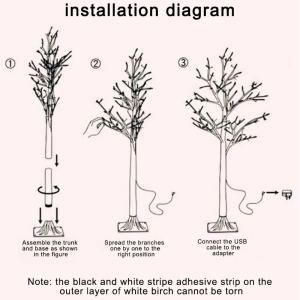 자작나무트리 LED 자작나무 조명 빛나 가지 밤 DIY 크리스마스 트리 홈 침실 웨딩 파티 적합 장식