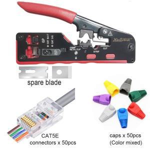 UTP CAT5E 커넥터 캡 + CAT5 CAT6 CAT6A CAT7 CAT8 압착 플라이어 rj45 크림퍼 네트워크 도구 스트리퍼 커