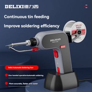 인두기  DELIXI 전기 납땜 다리미 키트 120W 고출력 가정용 용접 도구 전문 자동 건 주석 거치대 포함