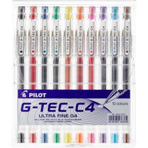 Pilot G - Tec C4 Gel Microtip Rollerball 0.4 mm - Assorted, Pack of 10