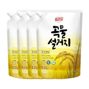 애경 트리오 곡물 설거지 우리현미 1.2L x4 /주방세제