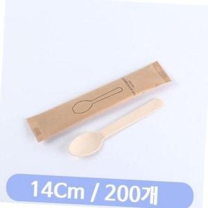 나무스푼 14cm 개별 포장 200개 일회용포크