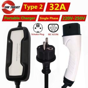 32A EV 휴대용 충전기 유형 2 IEC62196 컨버터 케이블, EVSE Schuko 플러그 가정용 전기 자동차 충전 스테