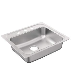 Moen G221963B 2200 시리즈 63.5 x 55.9cm25 22인치 22게이지 싱글 볼 드롭인 싱크대 브러시드 새틴 스테인