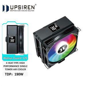 컴퓨터팬 PC부품 IT제품 UPSIREN Walrus Guard 120 디지털 디스플레이 4 히트 파이프 CPU 쿨러 120mm 냉각