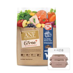 ANF 6free 플러스 인도어 독 연어 흰살생선, 1.6kg, 1개 + 물티슈 70매, 2개