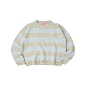 원더플레이스 [꼬모니노즈] 남녀공용 HAIRY STRIPE PULLOVER WN246SJSWZ04