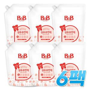 비앤비 섬유유연제 자스민 캡리필 1800ml x6개 베르가못 세제 아기 유아