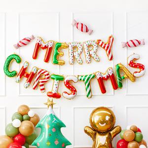 크리스마스풍선 가랜드 세트 MERRY CHRISTMAS 진저브레드