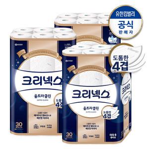 크리넥스 4겹 울트라클린 25M-30롤X3팩