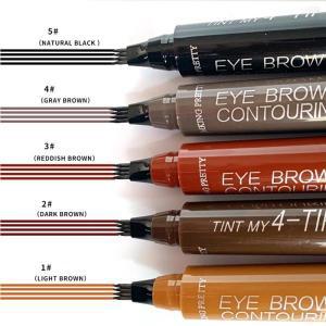 5 Colors Eyebrow Pen Waterproof Fork Tip 4 Points Eyebrow Tattoo Pencil Long Lasting Professional Fi