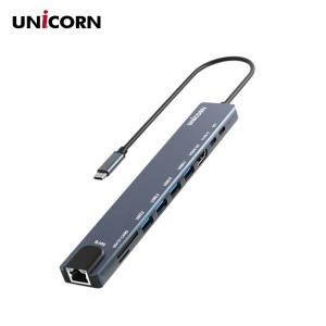 유니콘 10IN1 LAN/HDMI USB멀티허브 USB-C통신포트 PD87W충전 4K미러링 TF SD카드리더 TCH-L70