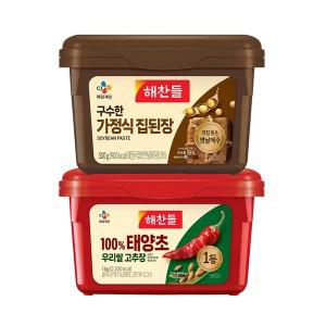 [하프클럽/CJ제일제당]해찬들 우리쌀태양초 고추장1kg + 구수한집된장500g