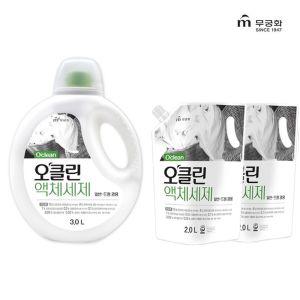 무궁화 세탁 오클린 일반 겸용 드럼 순한 액체 세제 대용량 3L 2L 리필 무첨가 알카리성