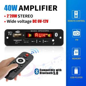 플레이어 앰프 DC 20W USB 통화 MP3 5.0 녹음, 3.5mm 보드, 자동차 디코더 스피커용 12V, TF 모듈 블루투스