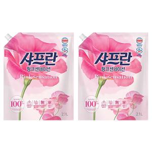 샤프란 핑크센세이션 리필 2100ml x 6개 섬유유연제 헹굼세제 세탁세제