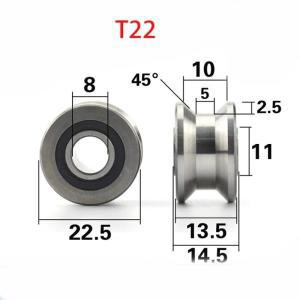 5 개/몫 cnc tu22 8mm v/u 그루브 도르래 베어링 t22 8*22.5*14.5*13.5mm v 그루브 롤러 휠 볼 베어링 T-U-