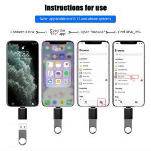 알루미늄 합금 U 디스크 사운드 카드 리더 어댑터 OTG USB 컨버터 IOS 아이폰 호환 14 13 12 11 프로용