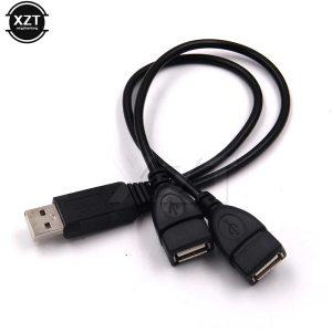 USB 20 A 수 to 2 듀얼 암 USB Y 분배기 데이터 전송 허브 전원 코드 어댑터 하드 디스크용 충전 익스텐션